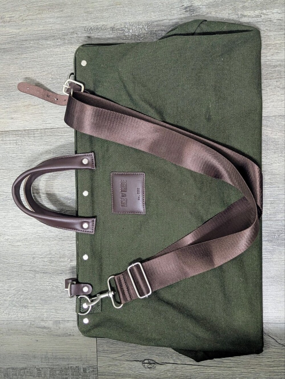 Line of Trade Olive Green Canvas Weekender with Brown Trim